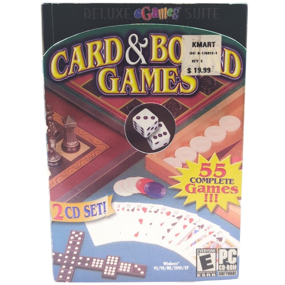 Deluxe eGames Suite Card & Board Games PC CD-ROM Windows 95/98/ME/2000/XP 2 CD